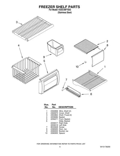 FREEZER SHELF PARTS