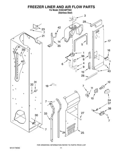 FREEZER LINER AND AIR FLOW PARTS