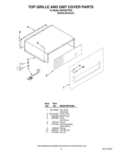 TOP GRILLE AND UNIT COVER PARTS