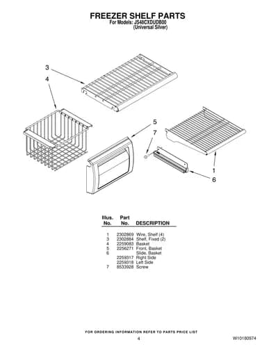 FREEZER SHELF PARTS