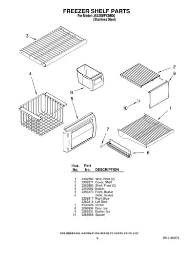 FREEZER SHELF PARTS