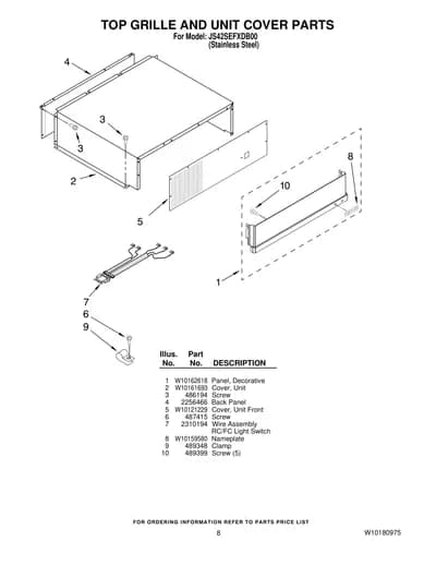 TOP GRILLE AND UNIT COVER PARTS