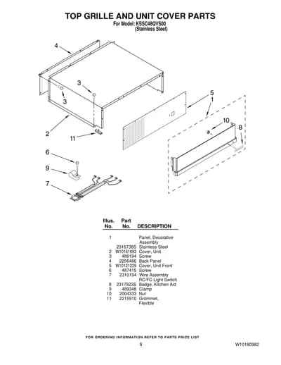 TOP GRILLE AND UNIT COVER PARTS