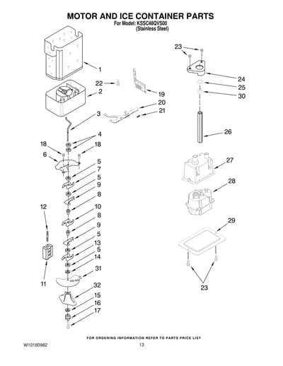 MOTOR AND ICE CONTAINER PARTS