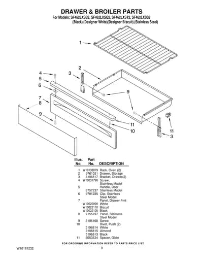 DRAWER & BROILER PARTS