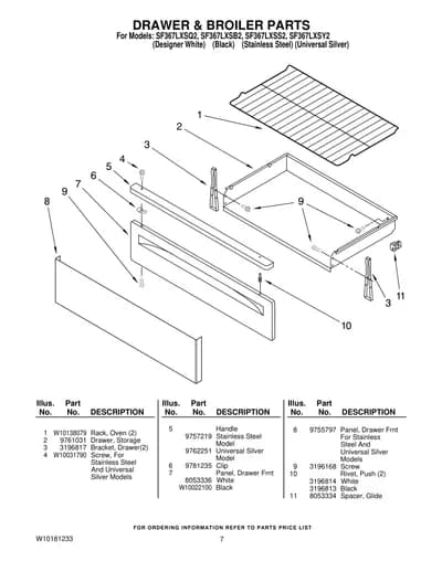DRAWER & BROILER PARTS