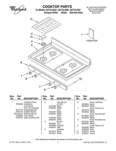 COOKTOP PARTS