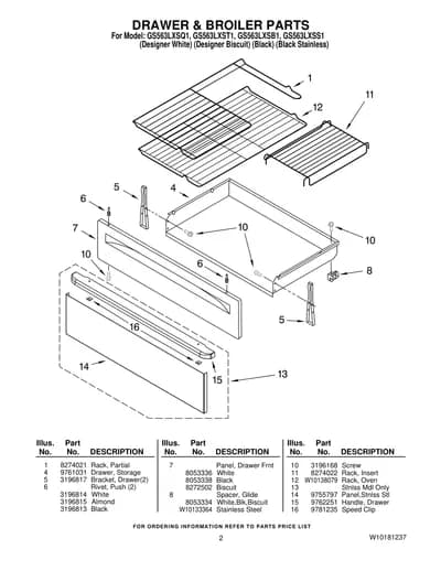 DRAWER & BROILER PARTS