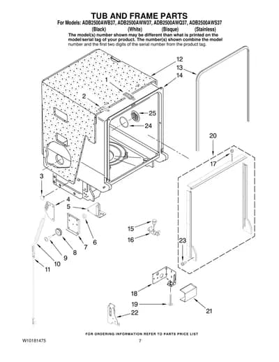 TUB AND FRAME PARTS