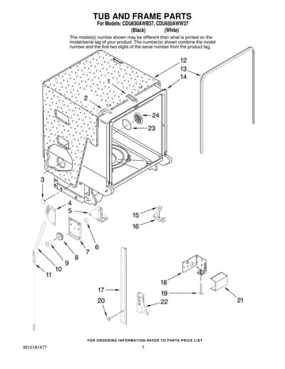 TUB AND FRAME PARTS