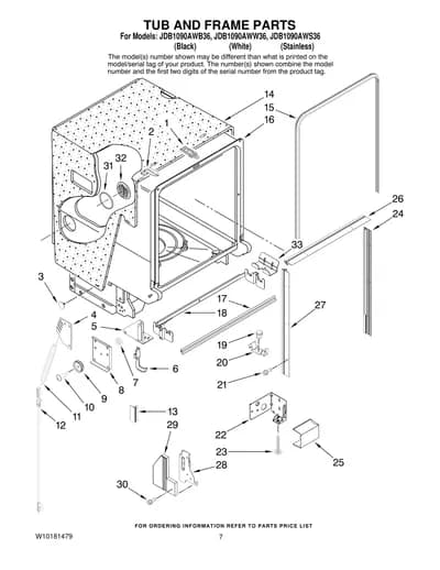 TUB AND FRAME PARTS