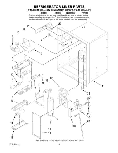 REFRIGERATOR LINER PARTS