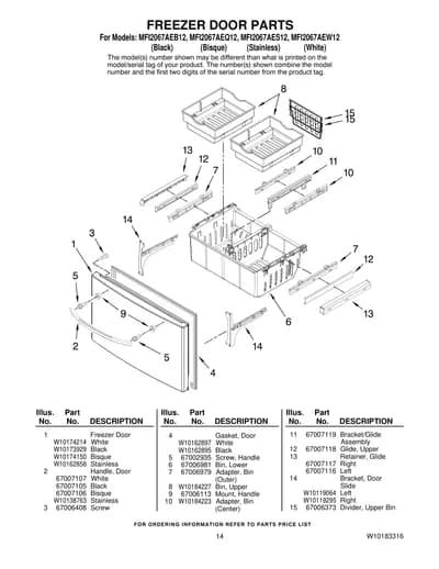 FREEZER DOOR PARTS