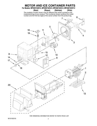 MOTOR AND ICE CONTAINER PARTS