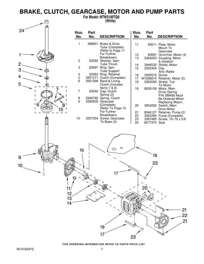 BRAKE, CLUTCH, GEARCASE, MOTOR AND PUMP PARTS