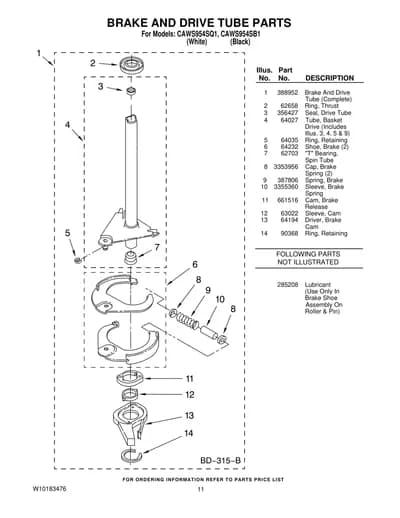 BRAKE AND DRIVE TUBE PARTS