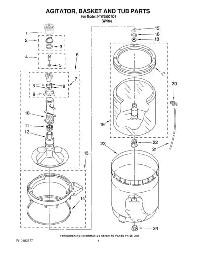 AGITATOR, BASKET AND TUB PARTS