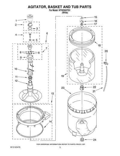 AGITATOR, BASKET AND TUB PARTS