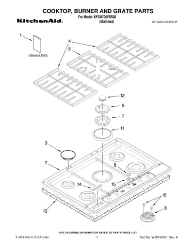 COOKTOP, BURNER AND GRATE PARTS