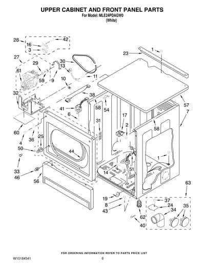UPPER CABINET AND FRONT PANEL PARTS