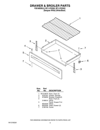 DRAWER & BROILER PARTS