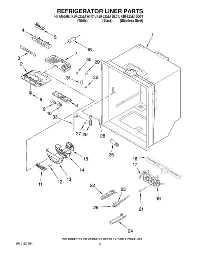 REFRIGERATOR LINER PARTS