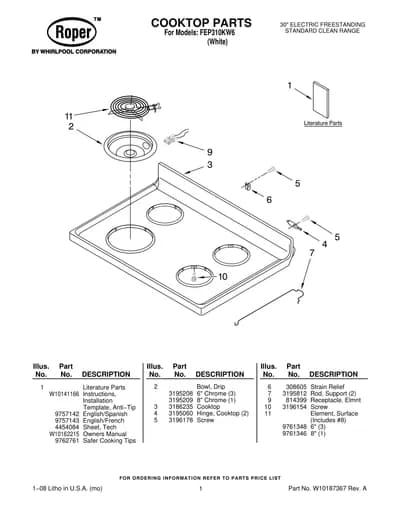 COOKTOP PARTS