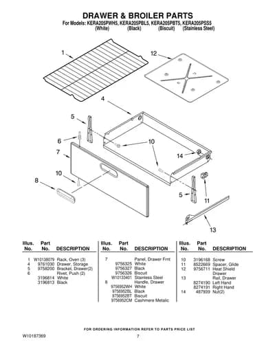 DRAWER & BROILER PARTS