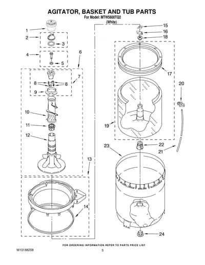 AGITATOR, BASKET AND TUB PARTS