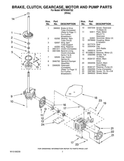 BRAKE, CLUTCH, GEARCASE, MOTOR AND PUMP PARTS