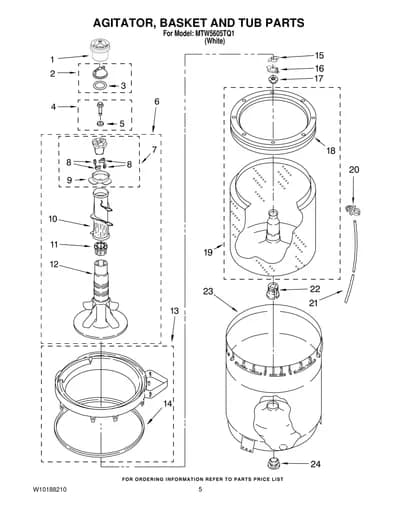 AGITATOR, BASKET AND TUB PARTS