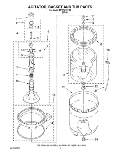 AGITATOR, BASKET AND TUB PARTS