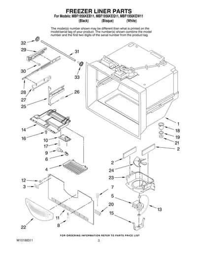 FREEZER LINER PARTS