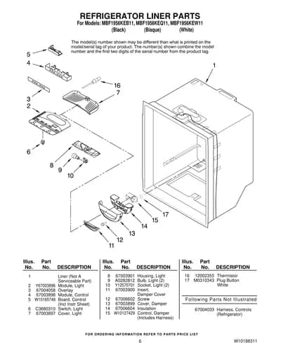 REFRIGERATOR LINER PARTS