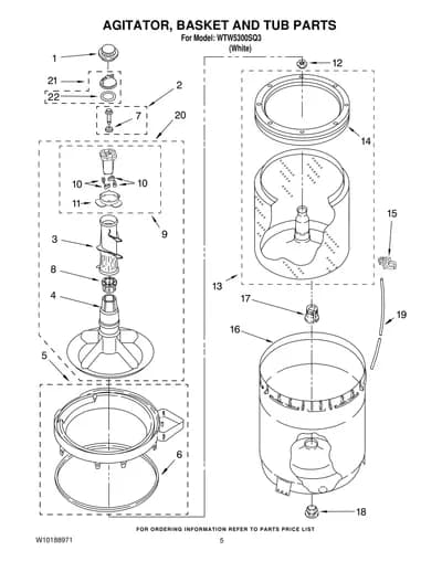 AGITATOR, BASKET AND TUB PARTS