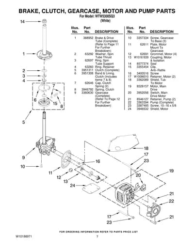 BRAKE, CLUTCH, GEARCASE, MOTOR AND PUMP PARTS