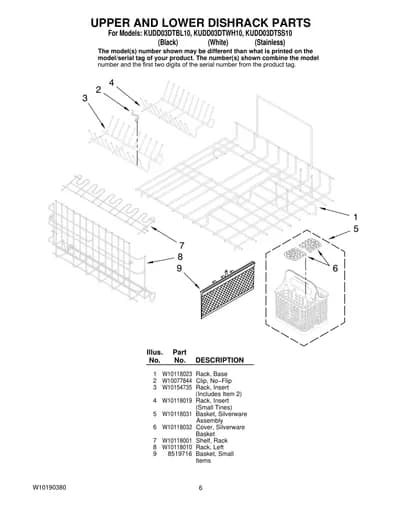 UPPER AND LOWER DISHRACK PARTS