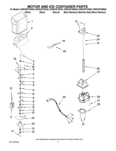 MOTOR AND ICE CONTAINER PARTS