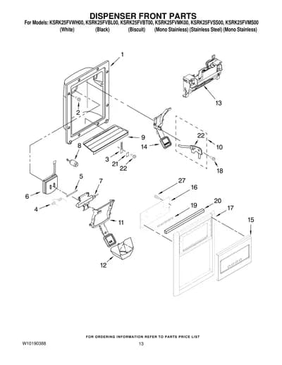 DISPENSER FRONT PARTS