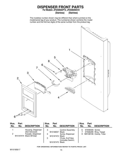DISPENSER FRONT PARTS
