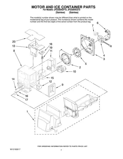 MOTOR AND ICE CONTAINER PARTS
