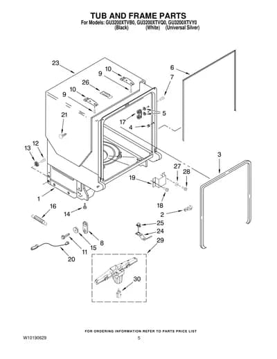 TUB AND FRAME PARTS