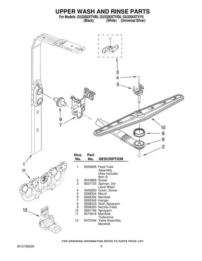 UPPER WASH AND RINSE PARTS
