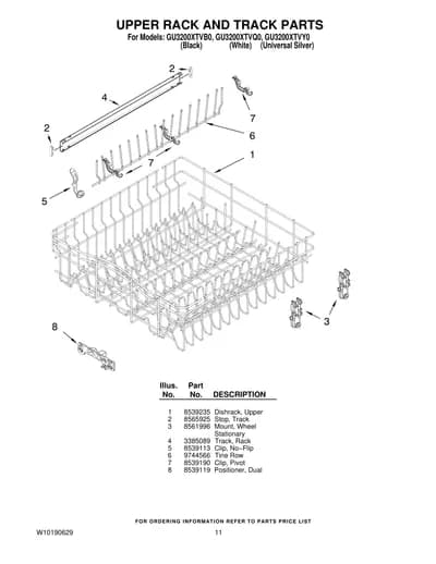 UPPER RACK AND TRACK PARTS