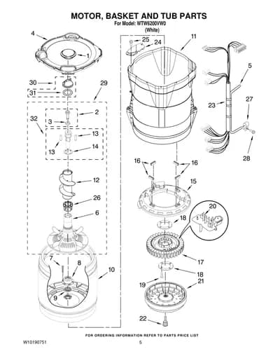 MOTOR, BASKET AND TUB PARTS