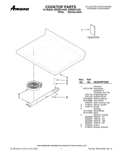 COOKTOP PARTS