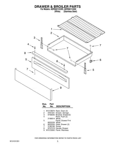 DRAWER & BROILER PARTS