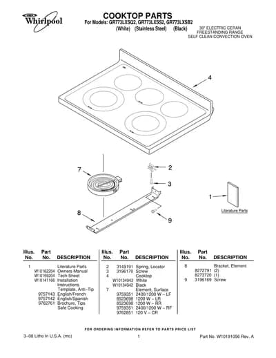 COOKTOP PARTS
