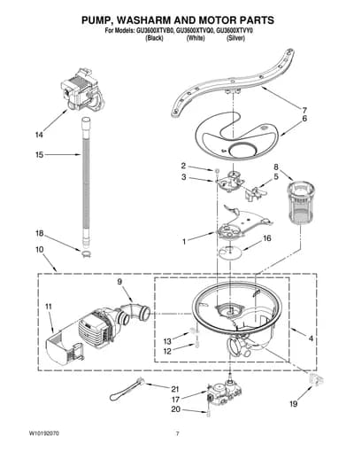 PUMP, WASHARM AND MOTOR PARTS