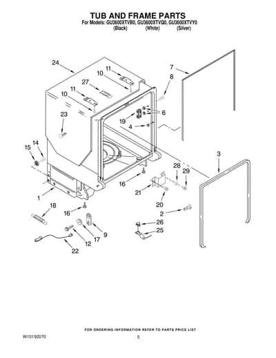TUB AND FRAME PARTS